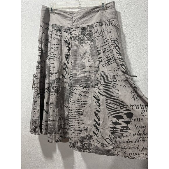 Lan Vie Pattern Lace Detail Front Pocket Pleated Tiered ALine Skirt Size 12 - Picture 8 of 14